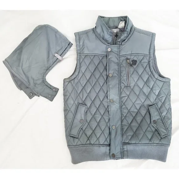 LRG Clothing Men's Grey Puffer Vest with Detachable Hood M - Picture 6 of 12